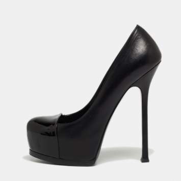 Saint Laurent Black Patent and Leather Tribtoo Platform Pumps Size 38.5