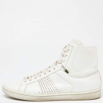 Pre Owned Saint Laurent White Leather Wolly High Top Sneakers Size 40
