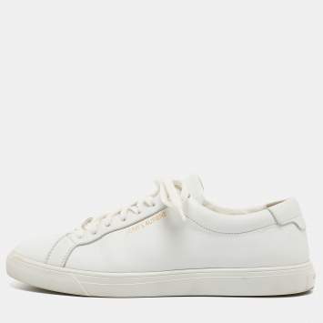 Pre Owned Saint Laurent White White Leather Low Top Sneakers Size 38.5