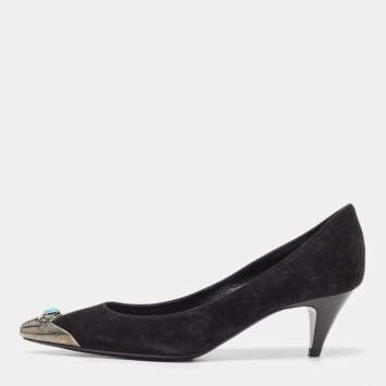Pre Owned Saint Laurent Black Suede Pointed Toe Pumps Size 37