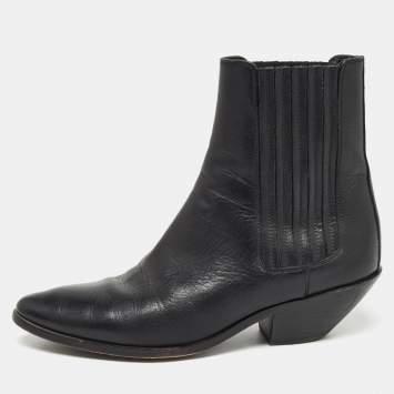 Pre Owned Saint Laurent Black Leather West Chelsea Boots Size 36