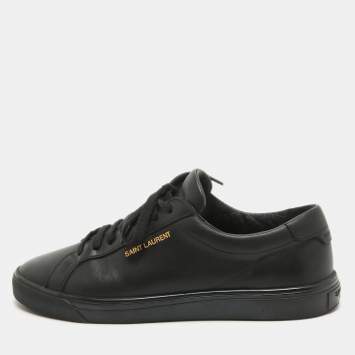 Pre Owned Saint Laurent Paris Black Leather Andy Low Top Sneakers Size 37