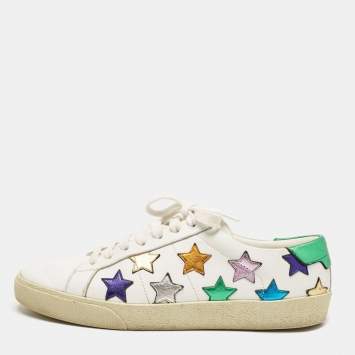 Pre Owned Saint Laurent White Leather Star Court Classic Sneakers Size 39