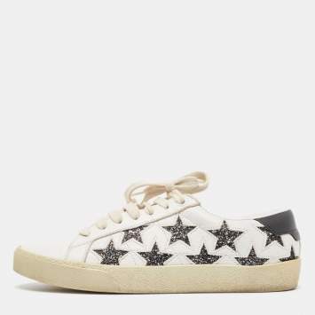 Pre Owned Saint Laurent White White Leather Court Classic Star Low Top Sneakers Size 37