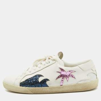 Pre Owned Saint Laurent White Leather Court Classic Sneakers Size 37