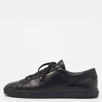 Pre Owned Saint Laurent Black Leather Andy Low Top Sneakers Size 39.5