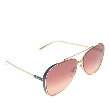 Pre Owned Salvatore Ferragamo Pink/Blue Acetate SF205S Gradient Aviator Sunglasses