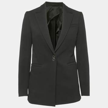 Pre Owned Salvatore Ferragamo Black Gabardine Single Breasted Blazer S