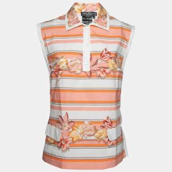 Pre Owned Salvatore Ferragamo Multicolor Printed Cotton Sleeveless Shirt M