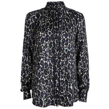 Pre Owned Salvatore Ferragamo Multicolor Printed Silk Ladder Lace Insert Long Sleeve Shirt M