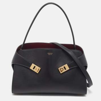 Pre Owned Salvatore Ferragamo Hug Soft Medium Black Leather Shoulder Bag