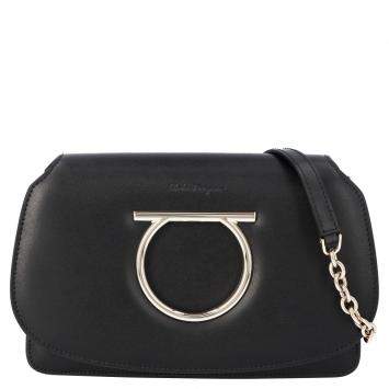 Pre Owned Salvatore Ferragamo Black Mini Convertible Clutch Bag