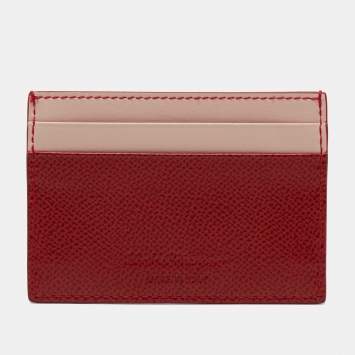 Pre Owned Salvatore Ferragamo Red/Pink Leather Card Holder