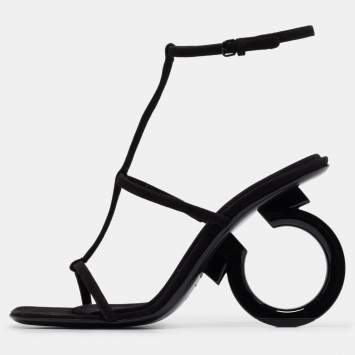 Pre Owned Salvatore Ferragamo Black Suede Elina Sandals Size 38.5 