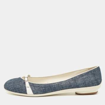 Pre Owned Salvatore Ferragamo Blue Denim Audrey Ballet Flats Size 40.5