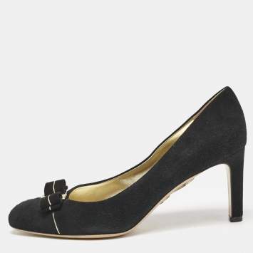 Pre Owned Salvatore Ferragamo Black Suede Carla Pumps Size 40