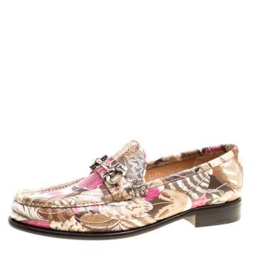 Pre Owned Salvatore Ferragamo Women Printed Leather Mason Gancio Bit Loafers Size 40