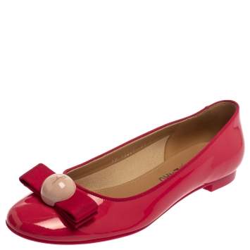 Pre Owned Salvatore Ferragamo Pink Patent Leather Ballet Flats Size 39