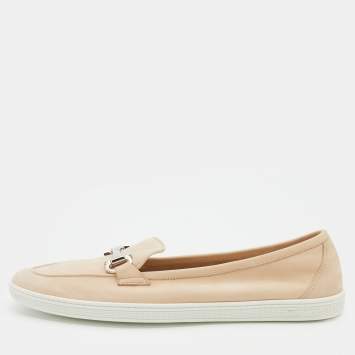 Pre Owned Salvatore Ferragamo Beige Suede Horsebit Slip On Size 38