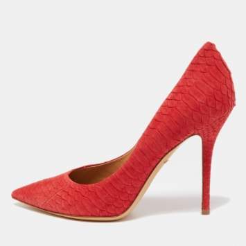 Pre Owned Salvatore Ferragamo Red Python Susi Pumps Size 40