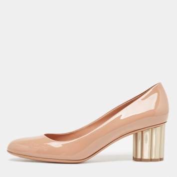 Pre Owned Salvatore Ferragamo Dusty Pink Patent Leather Lucca Pumps Size 40.5