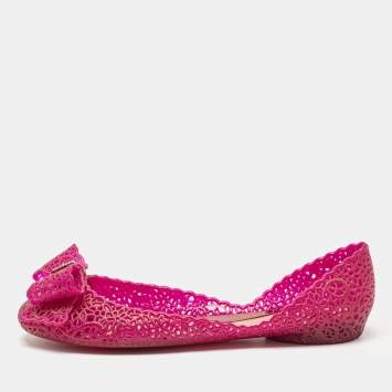 Pre Owned Salvatore Ferragamo Purple Jelly Nilly Ballet Flats Size 40.5