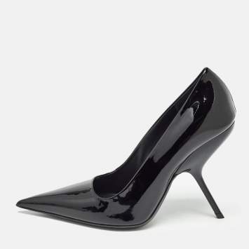 Pre Owned Salvatore Ferragamo Black Patent Leather Eva Pumps Size 38.5