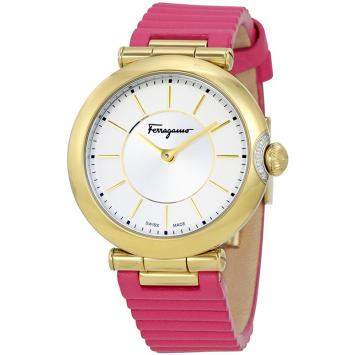 Pre Owned Salvatore Ferragamo Silver Gold Plated Stainless Steel FIN030015 Women's Wristwatch 36MM