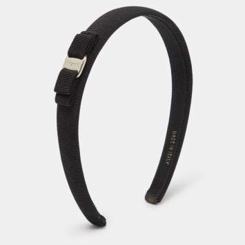 Pre Owned Salvatore Ferragamo Black Vara Bow Headband