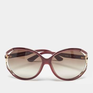 Pre Owned Salvatore Ferragamo Burgundy/Brown Gradient Gancini Oversized Sunglasses