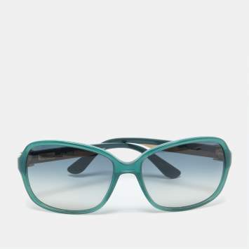 Pre Owned Salvatore Ferragamo Green/Green Gradient SF606S Rectangle Sunglasses