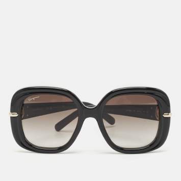 Pre Owned Salvatore Ferragamo Black Gradient SF1058S Oversized Sunglasses