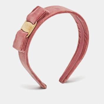 Pre Owned Salvatore Ferragamo Velvet Gold Tone Head Band
