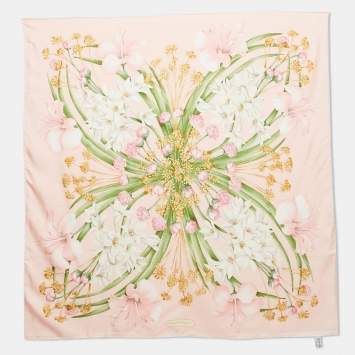 Pre Owned وشاح سالفاتوري فيراغامو نقوش زهور حرير وردي