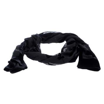 Pre Owned Salvatore Ferragamo Black Velvet Burnout Scarf