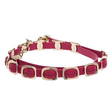 Pre Owned Salvatore Ferragamo Varini Pink Leather Gold Tone Double Wrap Adjustable Bracelet