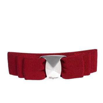 Pre Owned Salvatore Ferragamo Red Bow Silver Tone Hair Clip