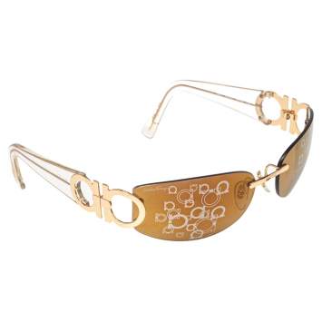 Pre Owned Salvatore Ferragamo Brown 1047 Rectangle Sunglasses