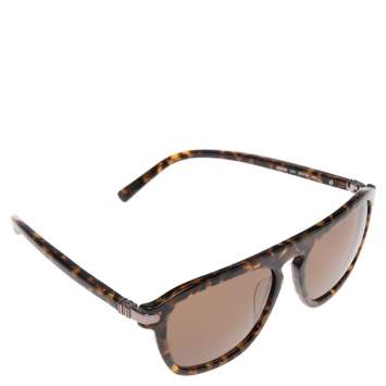 Pre Owned Salvatore Ferragamo Brown/Green Tortoise SF786S Square Sunglasses 