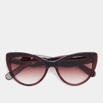 Pre Owned Salvatore Ferragamo Maroon Acetate SF930S Cat Eye Sunglasses