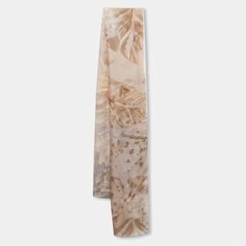 Pre Owned Salvatore Ferragamo Beige Floral Print Silk Scarf