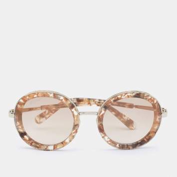Pre Owned Salvatore Ferragamo Brown/Beige SF164S  Round  Sunglasses 