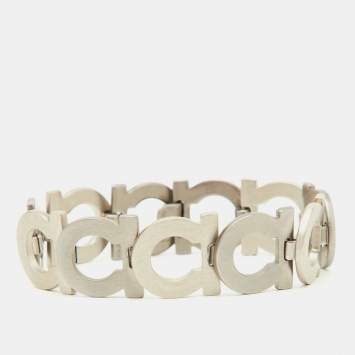 Pre Owned Salvatore Ferragamo Gancini Silver Tone Link Bracelet