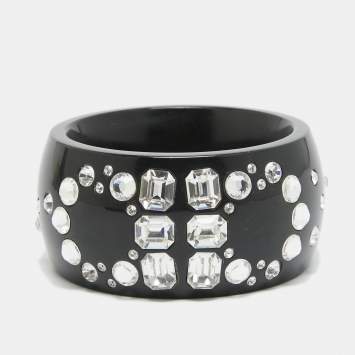 Pre Owned Salvatore Ferragamo Resin Crystal Silver Tone Bracelet