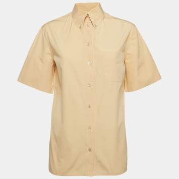 Salvatore Ferragamo Orange Cotton Short Sleeve Shirt L
