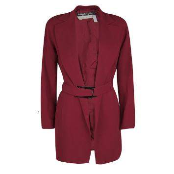 Pre Owned Salvatore Ferragamo Vintage Red Belted Coat M