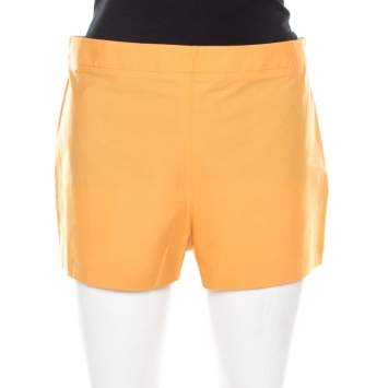 Pre Owned Salvatore Ferragamo Orange Cotton Stretch Hot Pants M