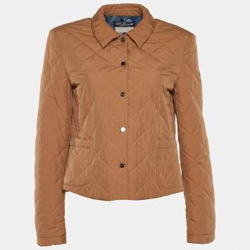 Pre Owned Salvatore Ferragamo Beige Quilted Nylon Button Front Jacket M
