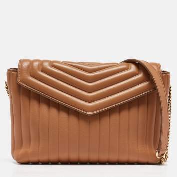 Pre Owned Salvatore Ferragamo Tan Quilt Leather Shoulder Bag