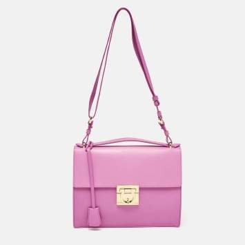 Pre Owned Salvatore Ferragamo Fuchsia Leather Marisol Top Handle Bag